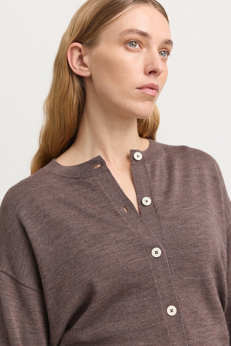 Toorallie Fine Knit Cardigan Mocha - Image 2