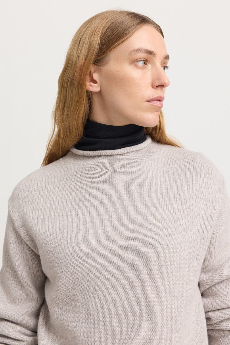 Toorallie Relaxed Fit Mock Neck Knit Light Oat - Image 2