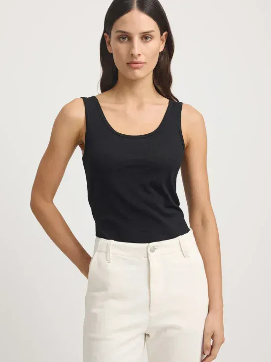 Toorallie Scoop Merino Tank Black