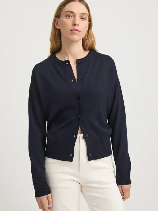 Toorallie Fine Knit Cardigan French Navy