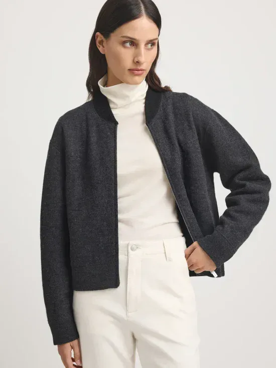 Toorallie Wool Bomber Jacket Charcoal