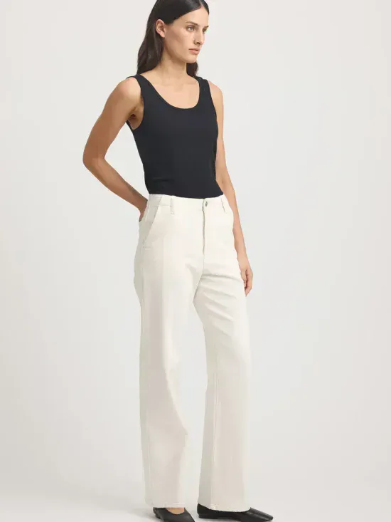 Toorallie Merino Denim Wide Leg Pant Ecru