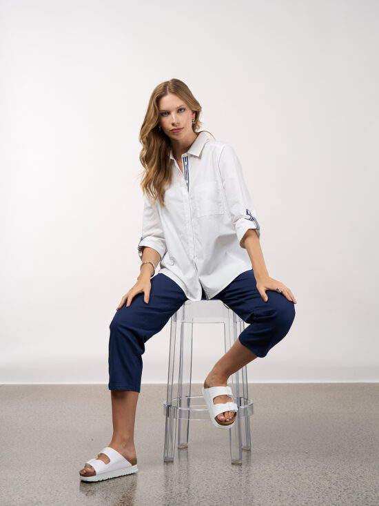 Madly Sweetly Mixed Media Shirt White