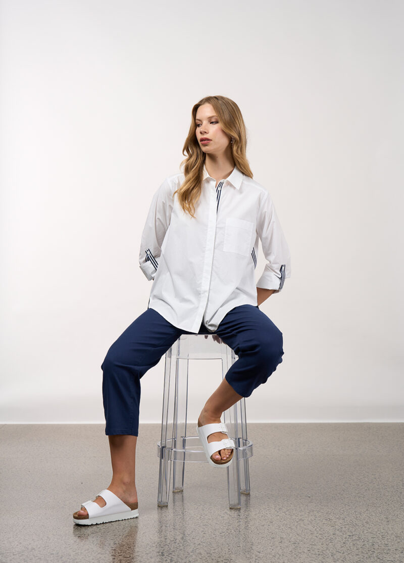Madly Sweetly Mixed Media Shirt White - Image 2