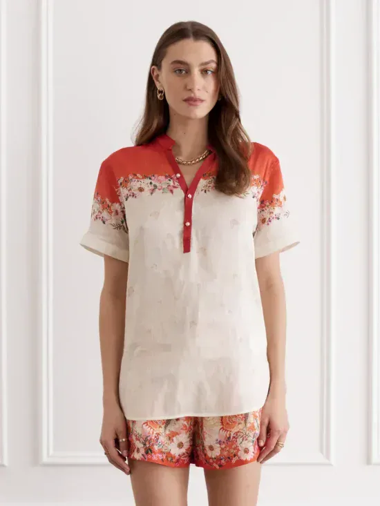 Aqua Blu Bouquet Taylor Shirt