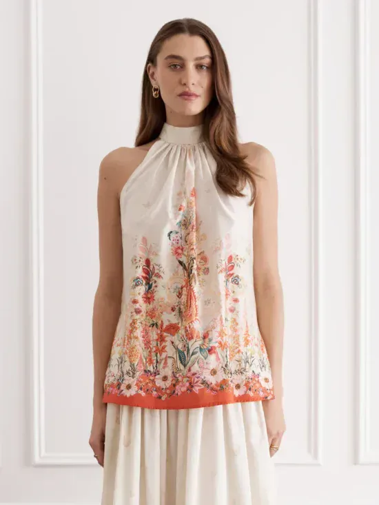 Aqua Blu Bouquet Alice Top