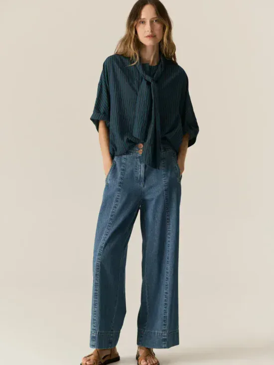 POL Clothing Carsen Full Length Denim Pant Light Wash