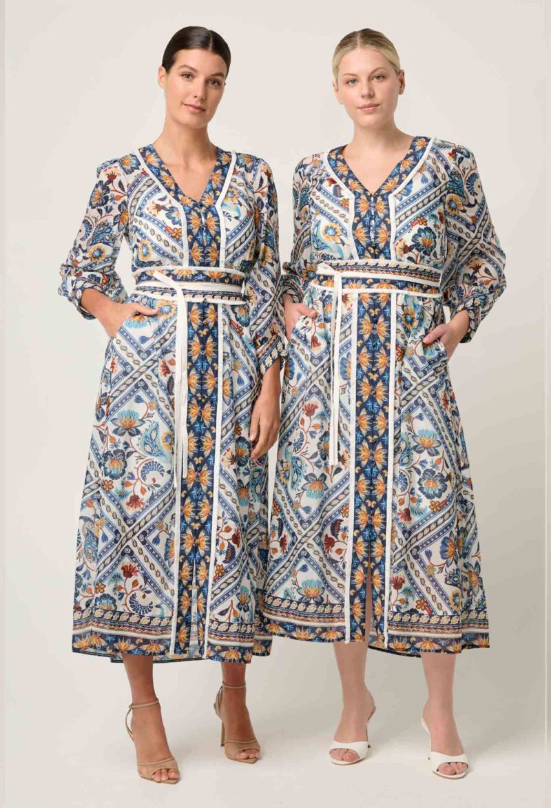 Once Was Alexis Silk Cotton Midi Dress in Petinos Floros - Image 6