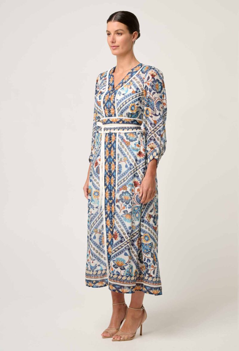 Once Was Alexis Silk Cotton Midi Dress in Petinos Floros - Image 5