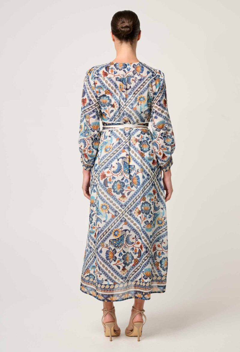 Once Was Alexis Silk Cotton Midi Dress in Petinos Floros - Image 4
