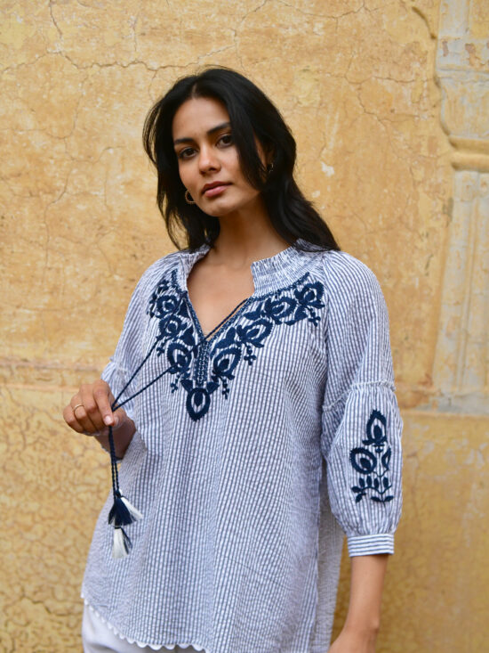 Azure and Indigo Capri Blouse