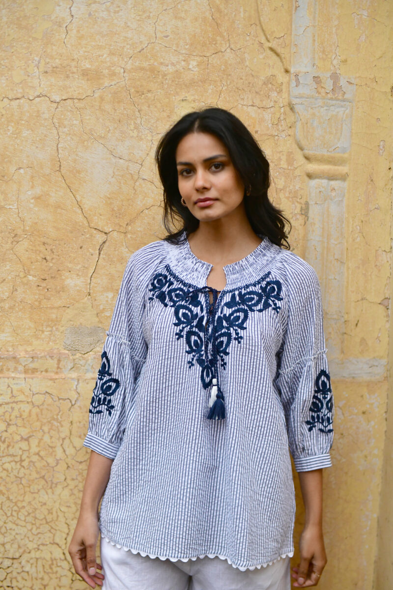 Azure and Indigo Capri Blouse - Image 8