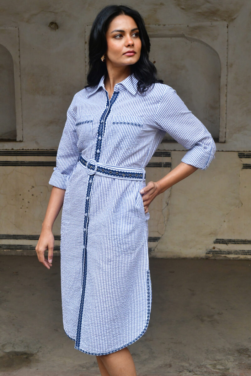 Azure and Indigo Capri Shirt Dress - Image 2