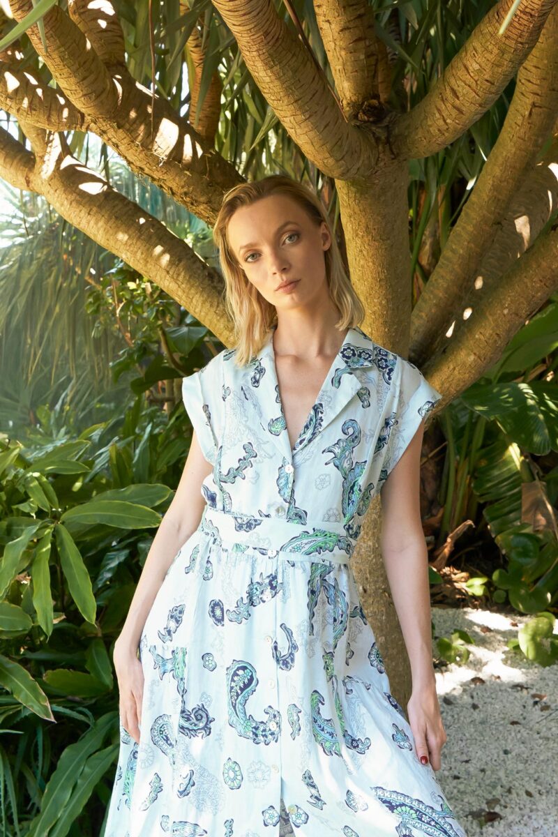 The Dreamer Label Celine Woodstock Ankle Dress Ocean - Image 7