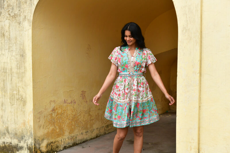 Azure and Indigo Hummingbird Mini Dress - Image 9