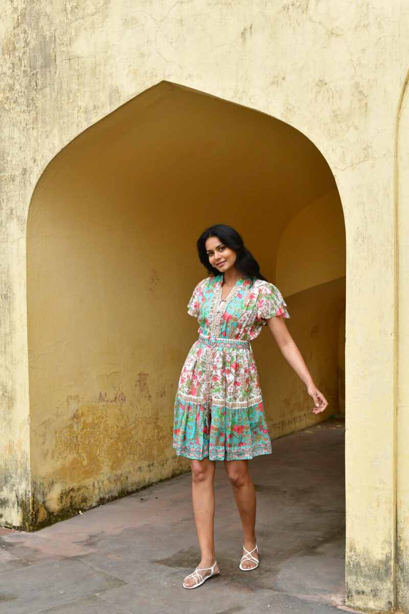 Azure and Indigo Hummingbird Mini Dress - Image 7