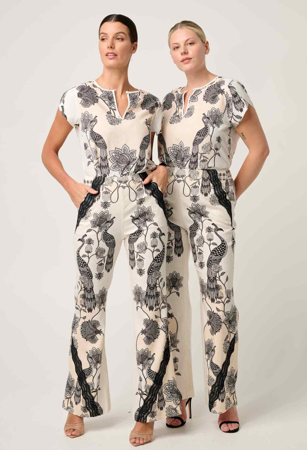 Once Was Leandro Contrast Lace Linen Viscose Stretch Pant in Imperial Stone - Image 8