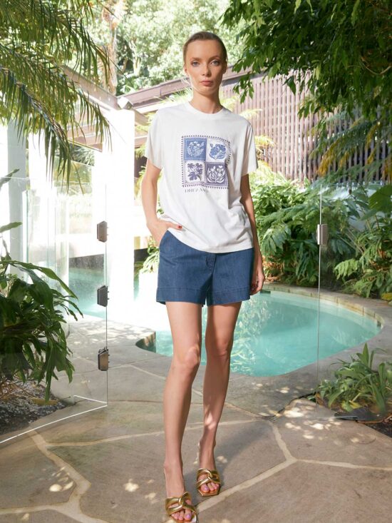 The Dreamer Label Leni Botanical Tee Denim