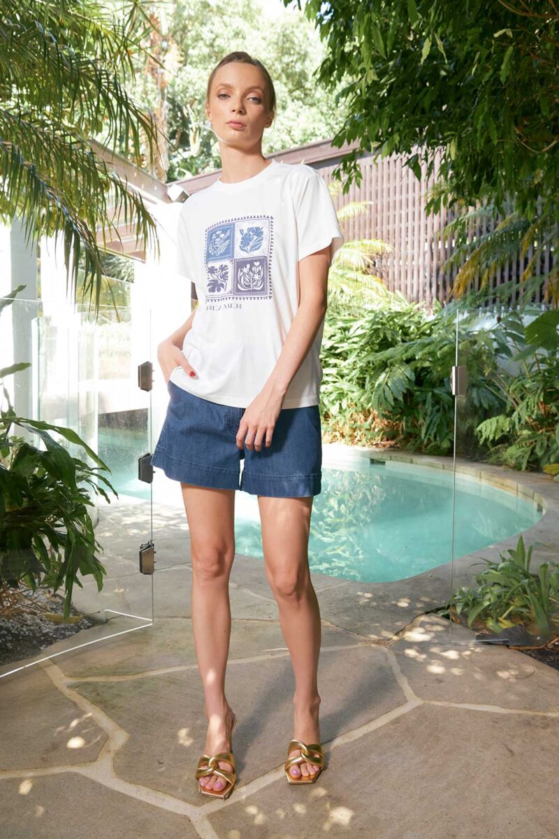 The Dreamer Label Leni Botanical Tee Denim - Image 3