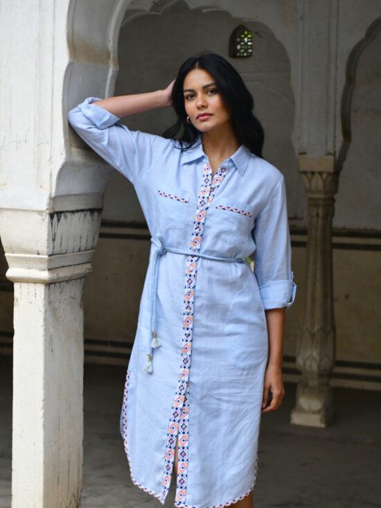 Azure and Indigo Maya Shirt Dress