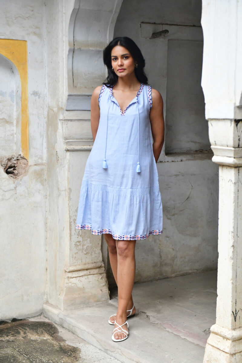 Azure and Indigo Maya Smocked Dress