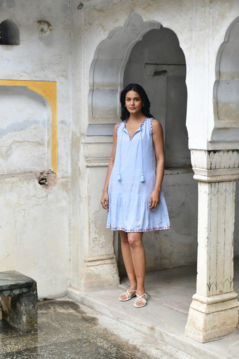 Azure and Indigo Maya Smocked Dress - Image 6