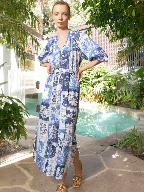 The Dreamer Label Taylor Botanical Ankle Dress Denim