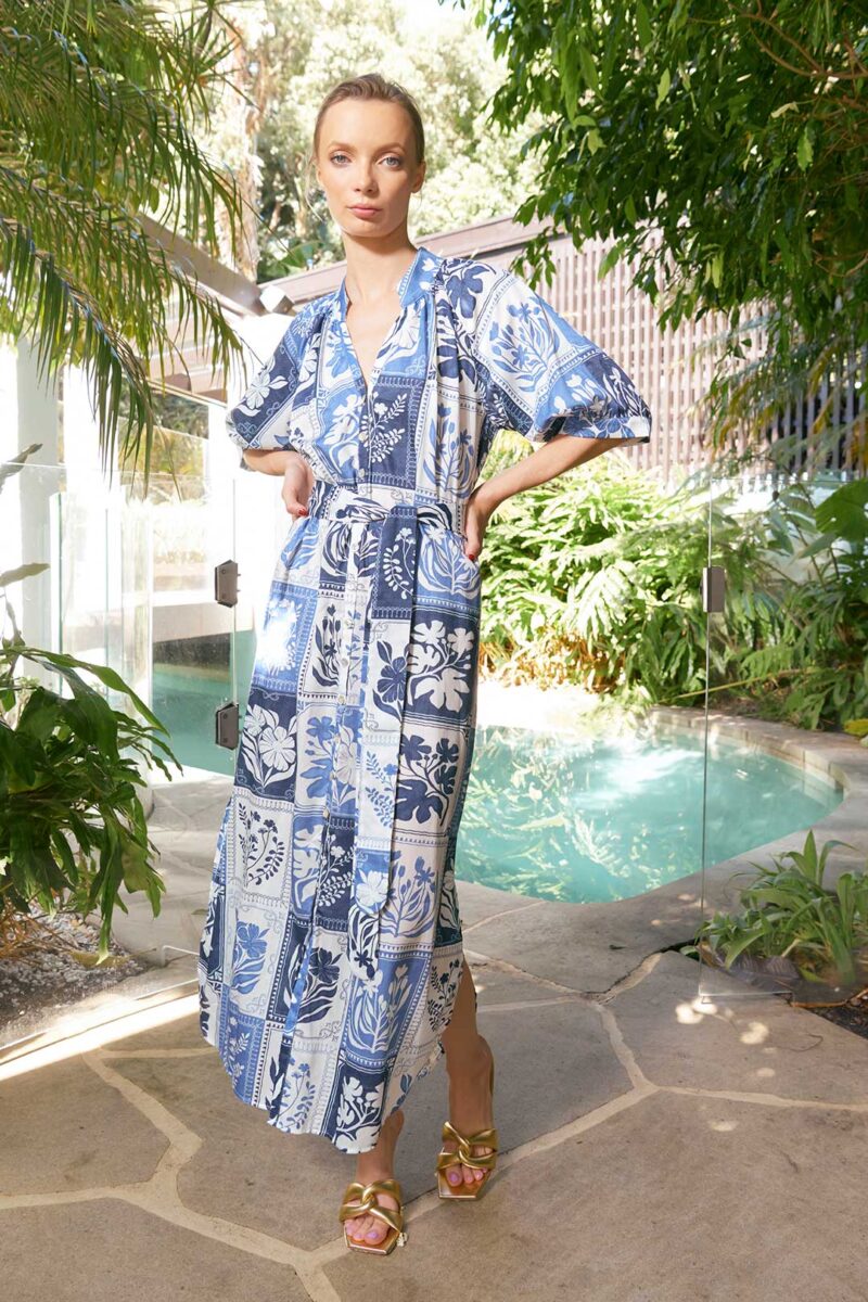 The Dreamer Label Taylor Botanical Ankle Dress Denim