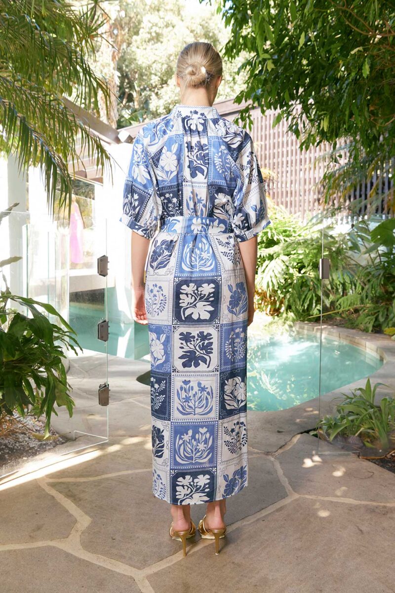 The Dreamer Label Taylor Botanical Ankle Dress Denim - Image 3