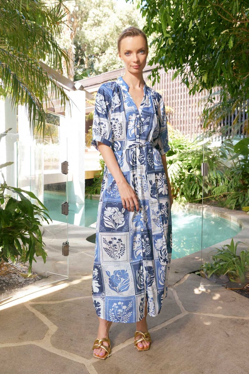 The Dreamer Label Taylor Botanical Ankle Dress Denim - Image 4