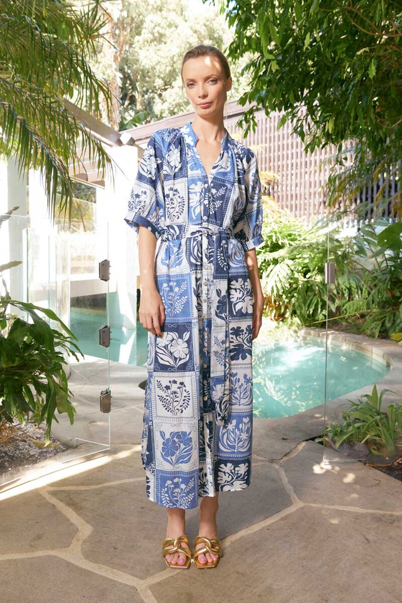 The Dreamer Label Taylor Botanical Ankle Dress Denim - Image 5