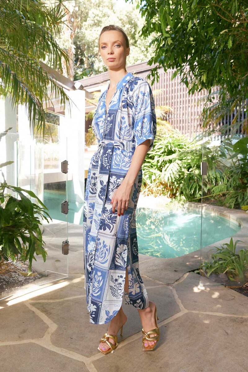The Dreamer Label Taylor Botanical Ankle Dress Denim - Image 6