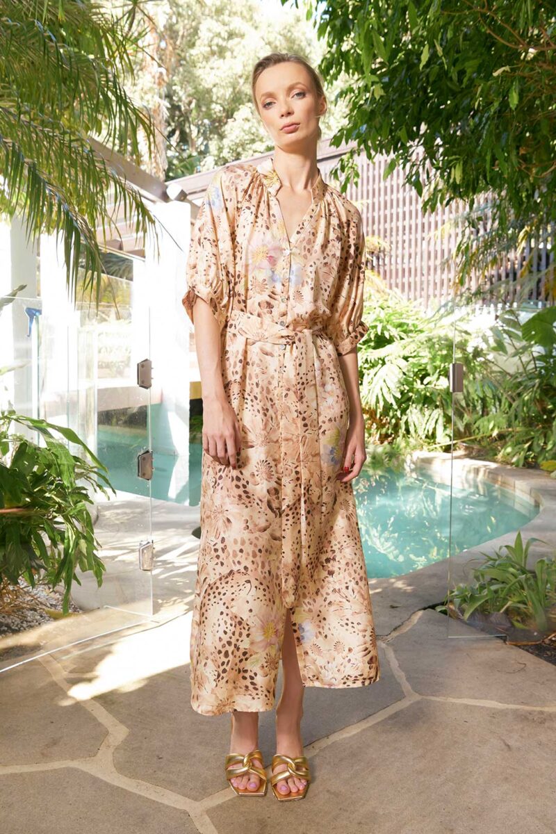 The Dreamer Label Taylor Cheetah Ankle Silk Dress - Image 2