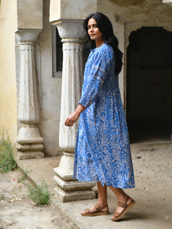 Azure and Indigo Wisteria Maxi Dress