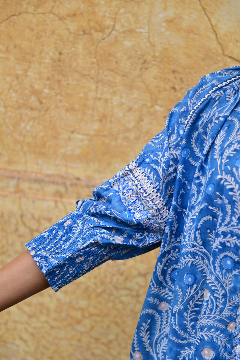 Azure and Indigo Wisteria Oversized Shirt - Image 8