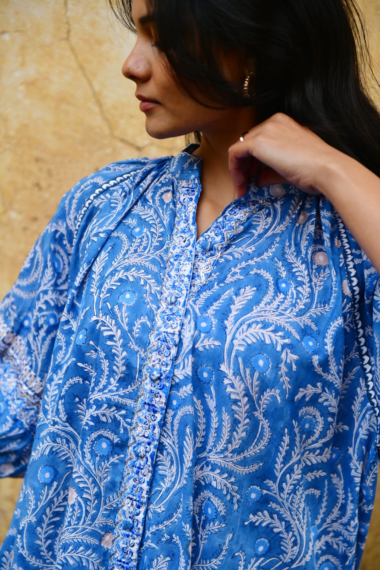 Azure and Indigo Wisteria Oversized Shirt - Image 3