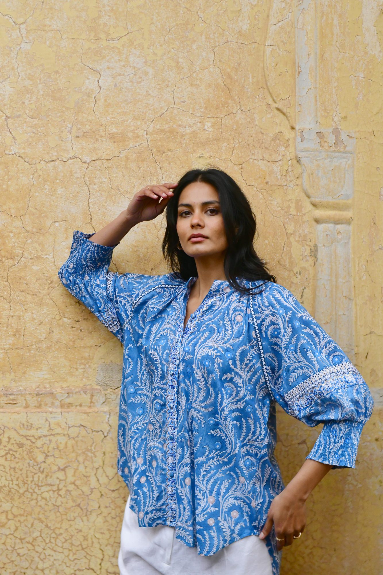 Azure and Indigo Wisteria Oversized Shirt - Image 5