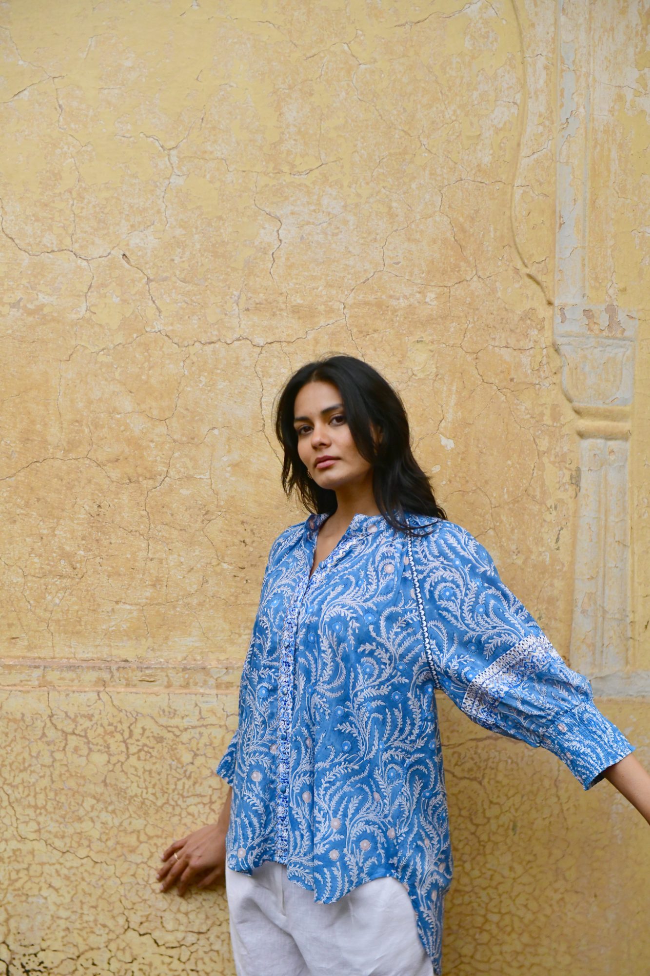 Azure and Indigo Wisteria Oversized Shirt - Image 7