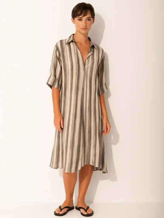 Lounge The Label A Line Shirt Dress Symi Basalt