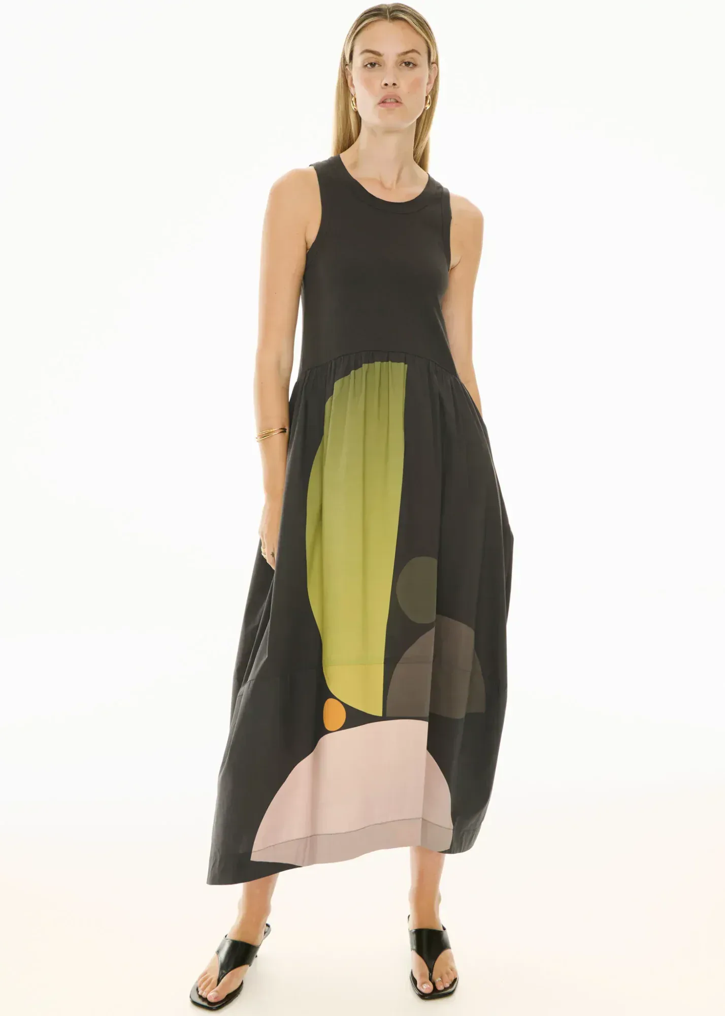 POL Clothing Belle Print Tank Dress in Art Print - Image 2