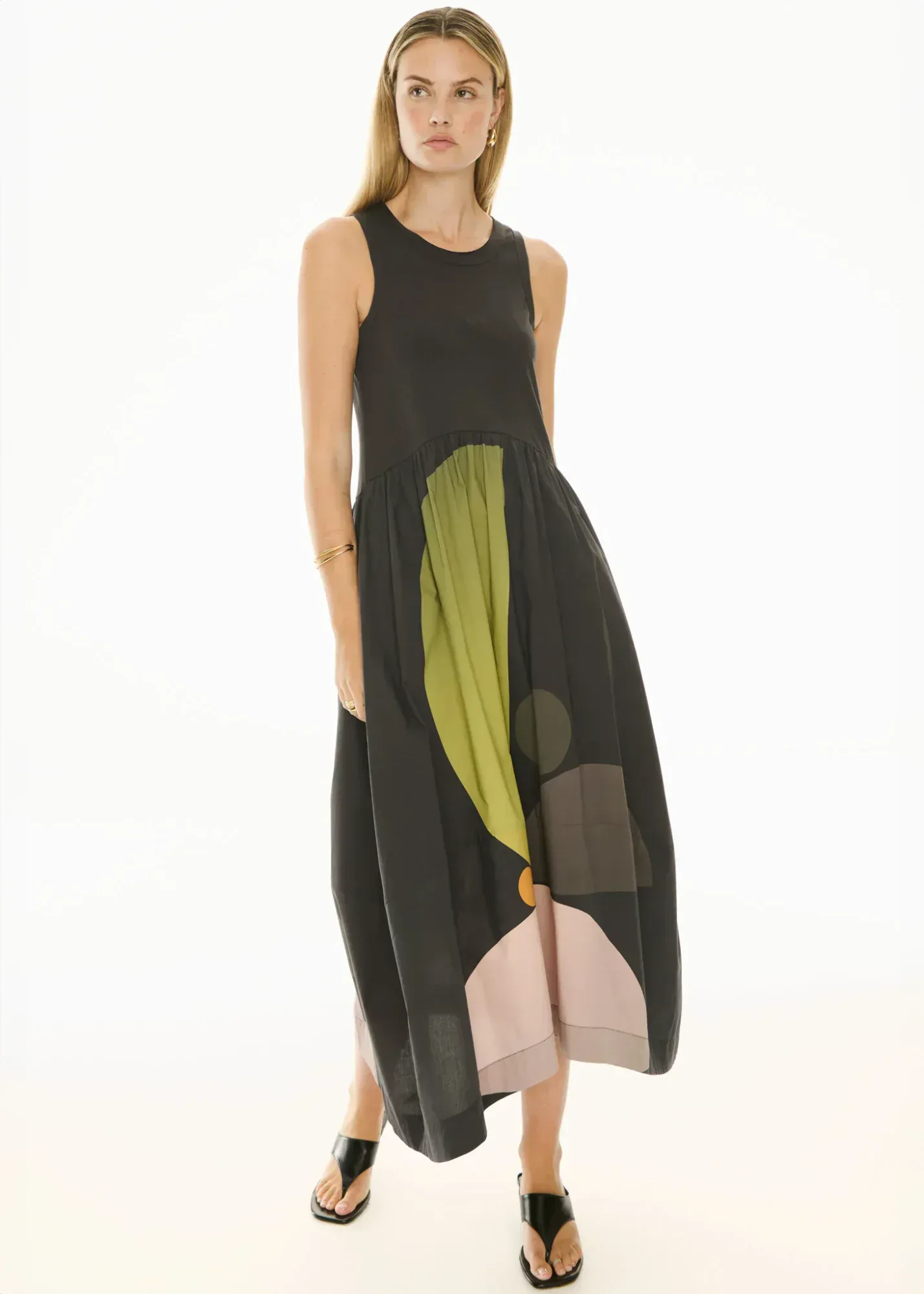 POL Clothing Belle Print Tank Dress in Art Print - Image 5