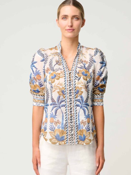 Once Was Calantha Cotton Silk Shirt in Golden Medina