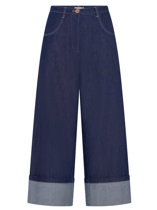 POL Clothing Doyle Cuffed Denim Pant in Indigo