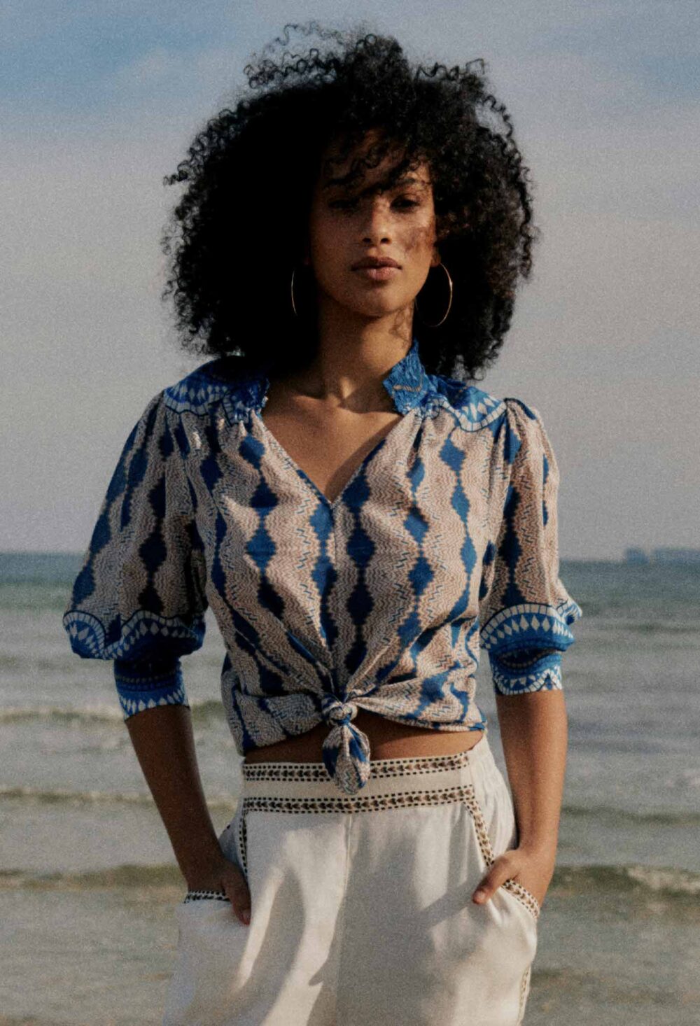 Once Was Oleander Cotton Silk Blouse in Marrakech Topaz - Image 7