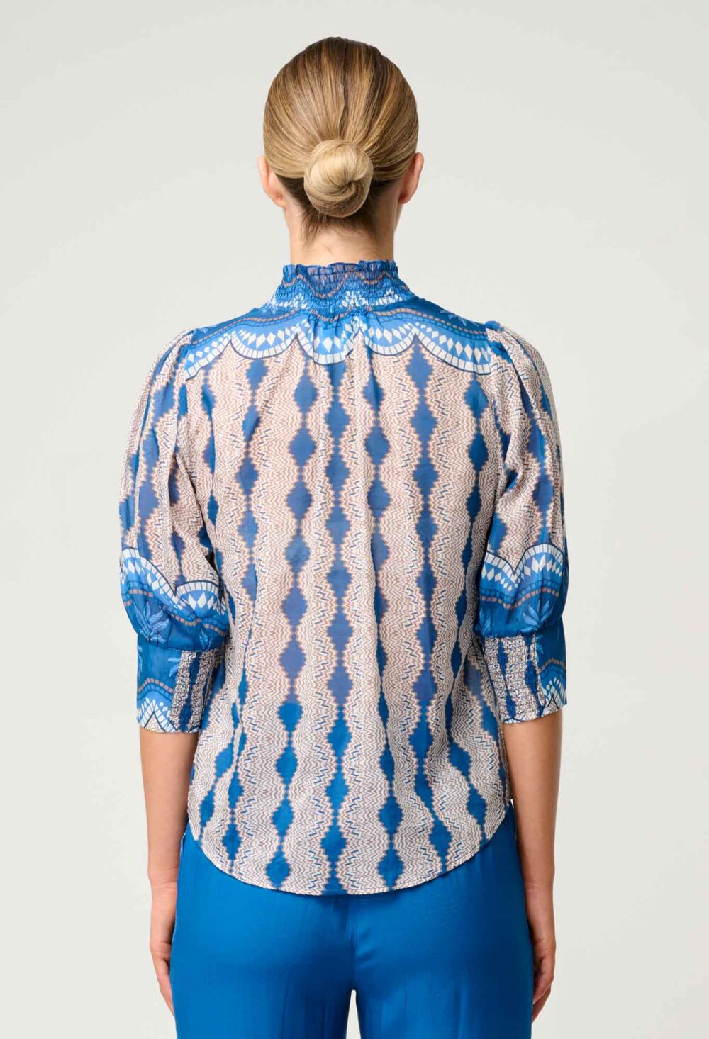 Once Was Oleander Cotton Silk Blouse in Marrakech Topaz - Image 3
