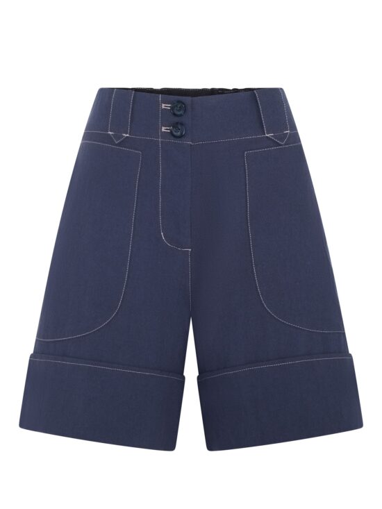 POL Clothing Oskar Shorts Dark Blue