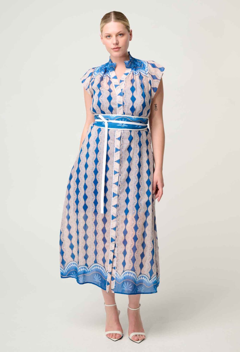 Once Was Rimal Cotton Silk Maxi Dress in Marrakech Topaz - Image 3