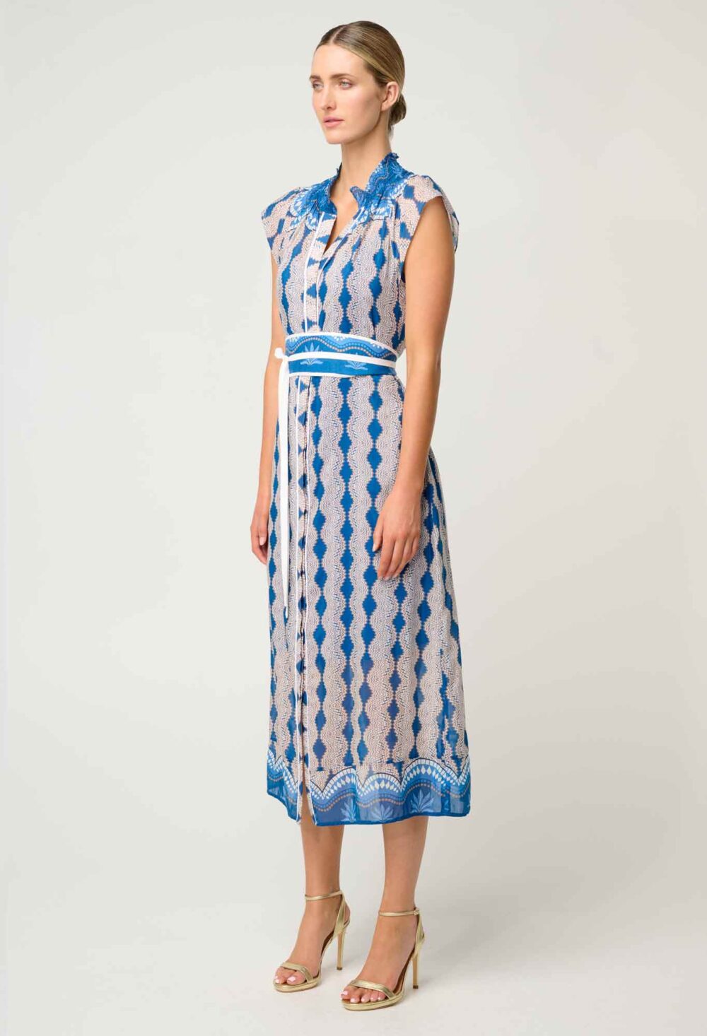 Once Was Rimal Cotton Silk Maxi Dress in Marrakech Topaz - Image 4