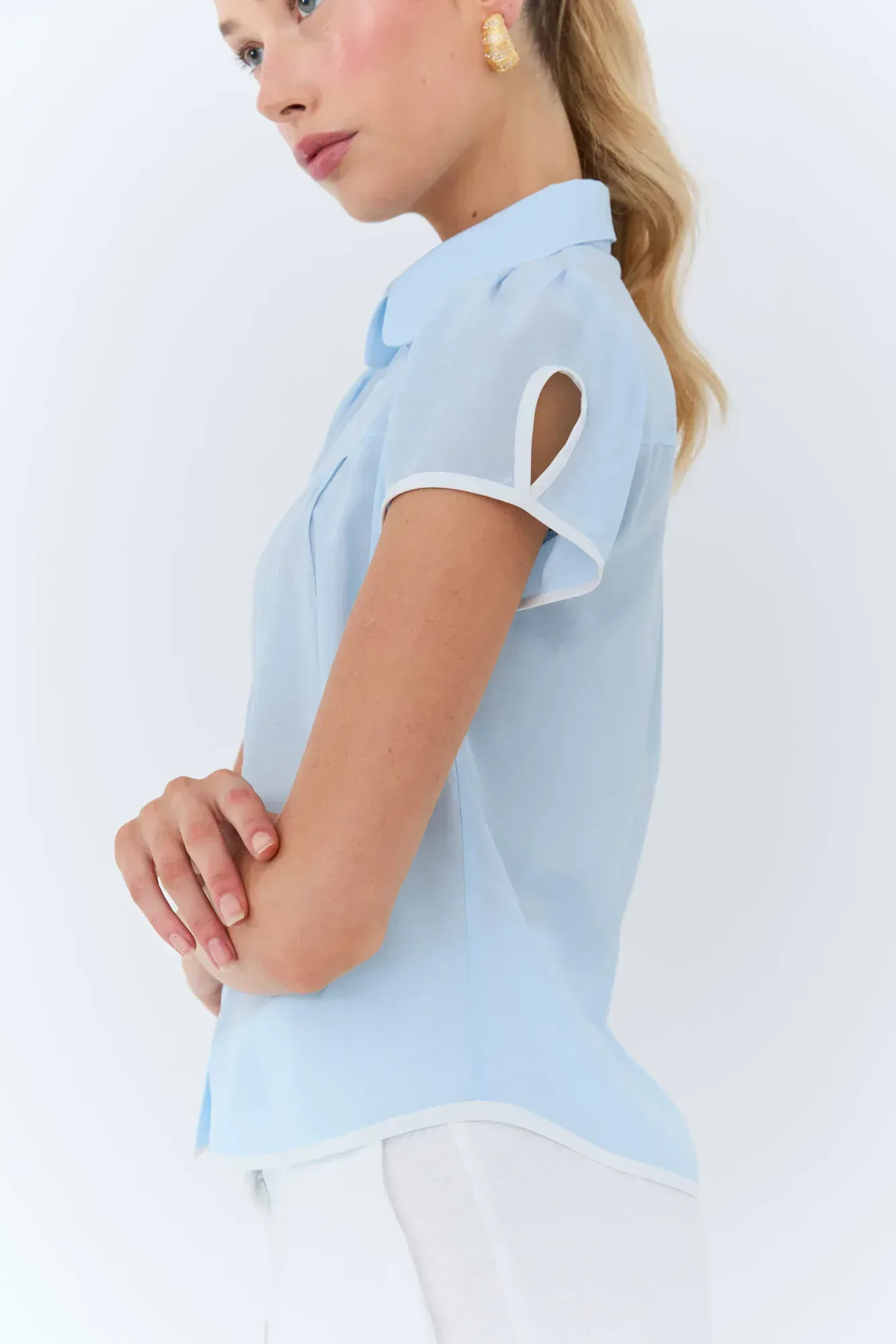 EDER by Anna Ludovina Silk Blouse Blue - Image 3