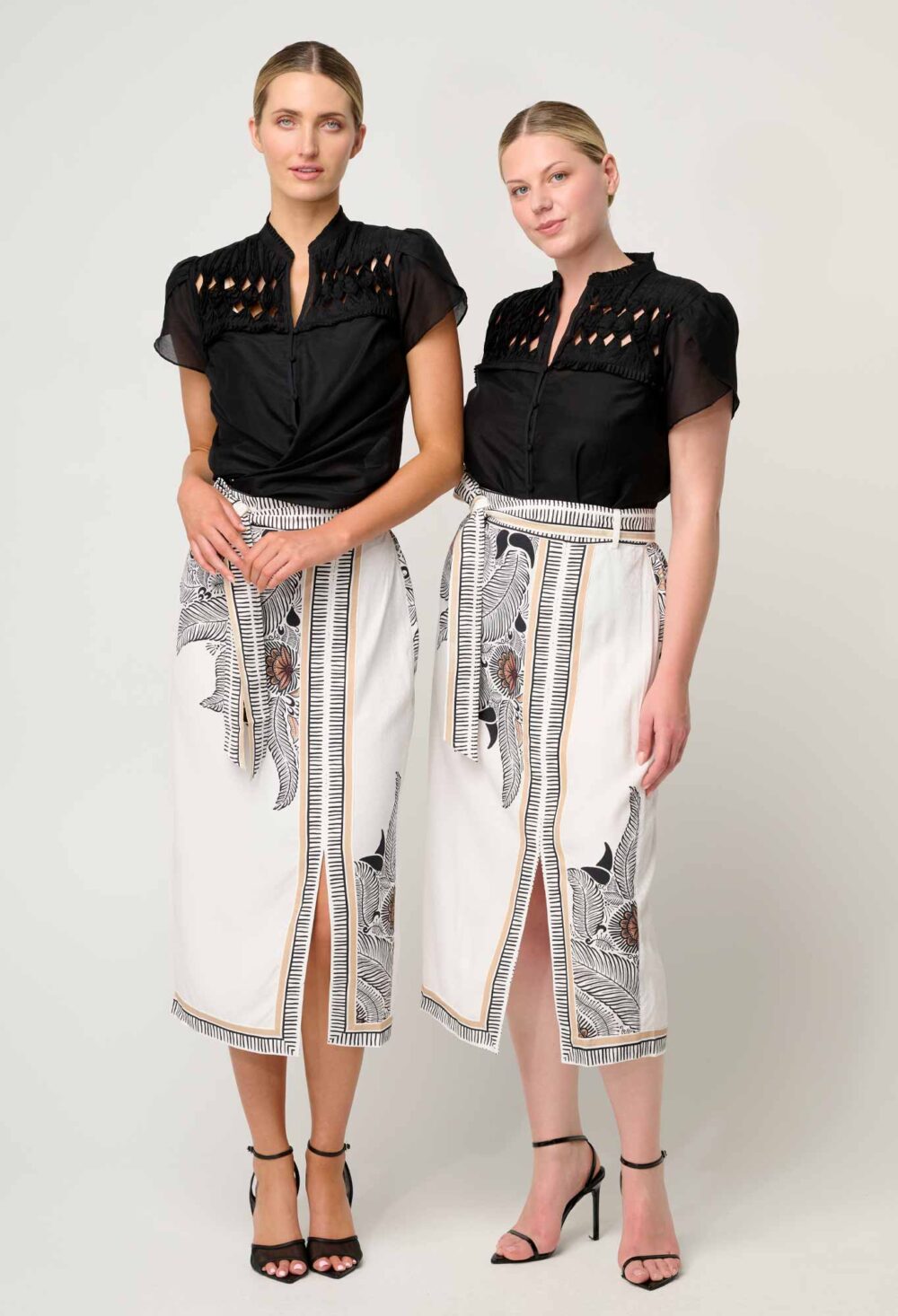 Once Was Dalia Diamond Smock Yoke Silk Cotton Shirt in Onyx - Image 9